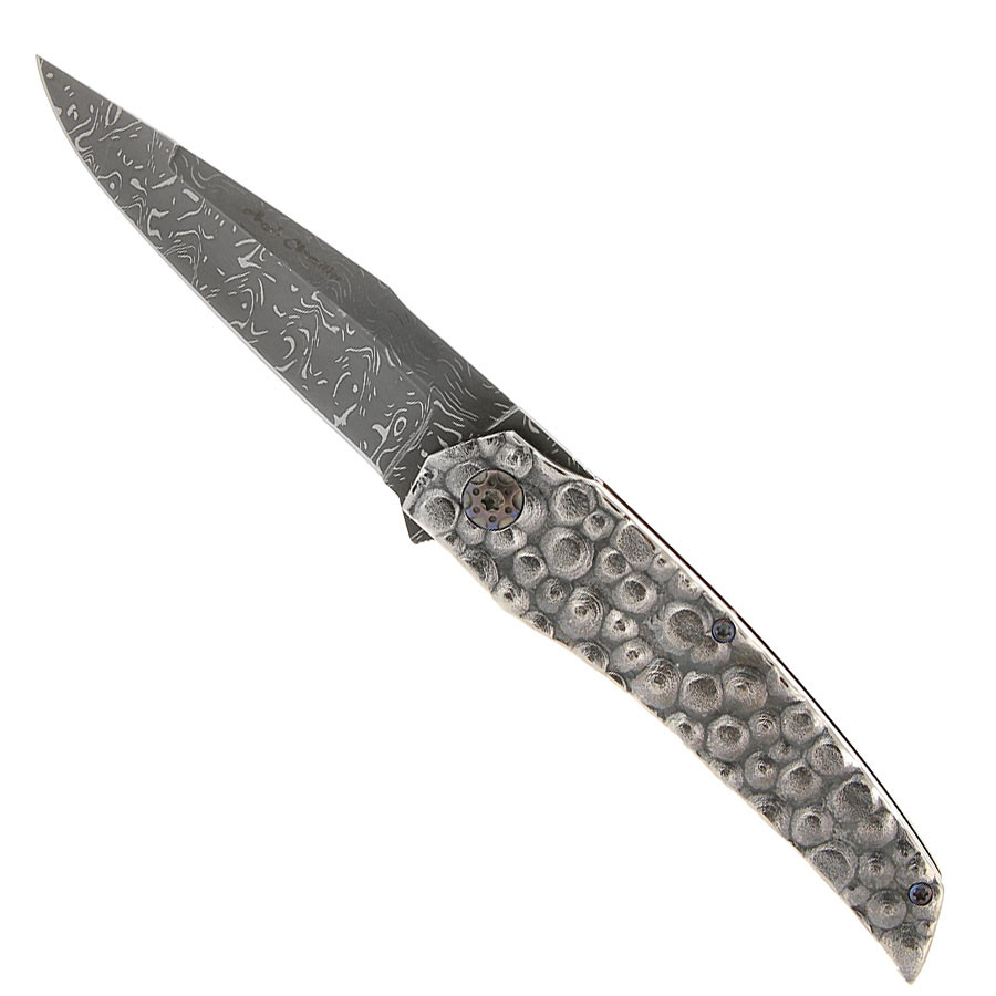 Linerlock Damascus and Titanium - A.J.Chomilier